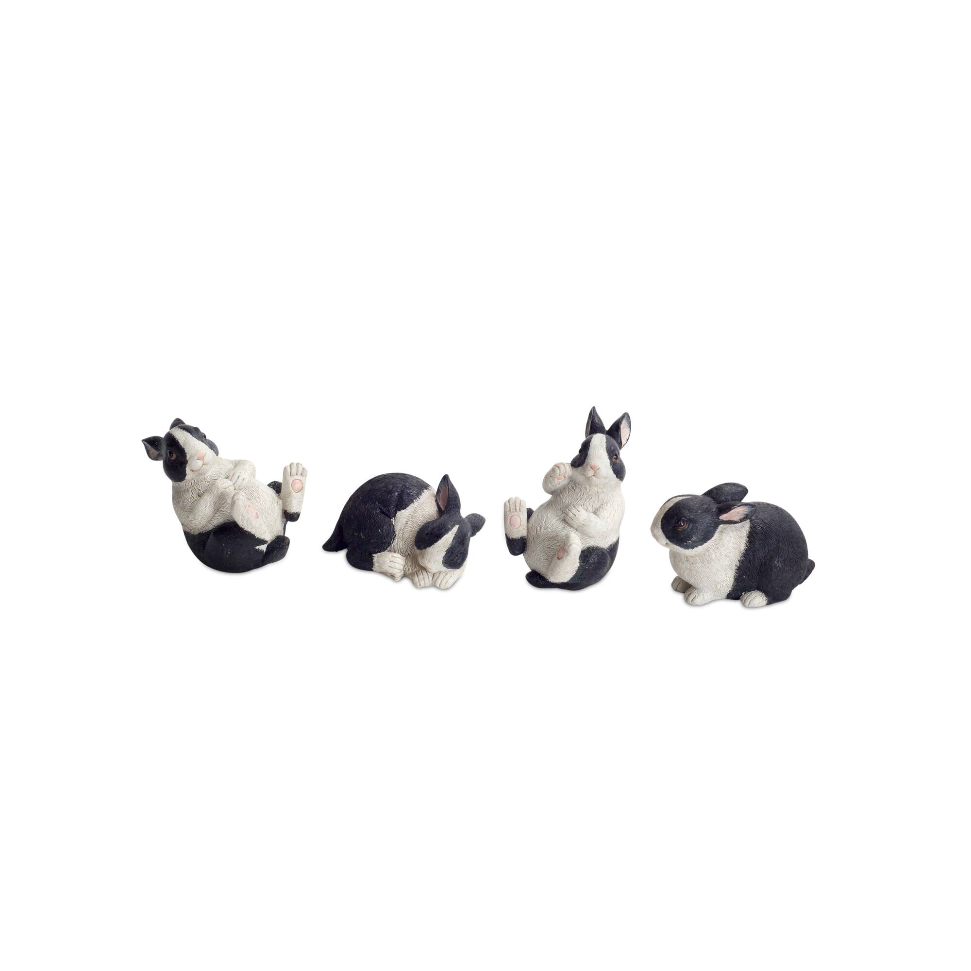 Black & White Playful Rabbit Figurine, 16ct.